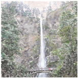 Adobe Photoshop painting of Multnomah Falls in Oregon.